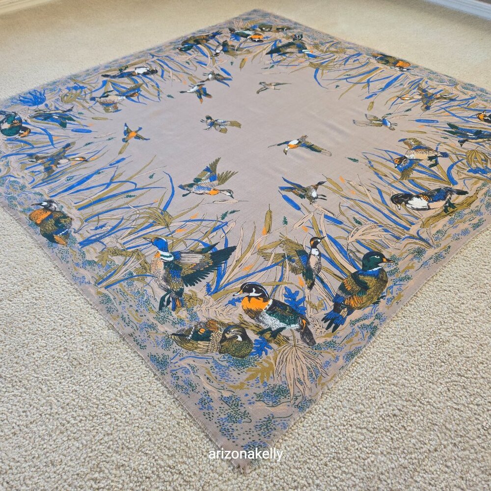 Large Square Scarf With Ducks Waterfowl Game Birds - Picture 8 of 16